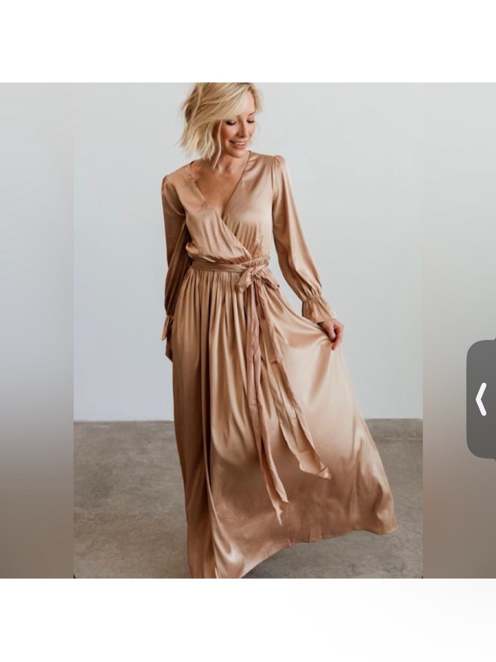 Baltic Born Satin Wrap Maxi Dress in Gold